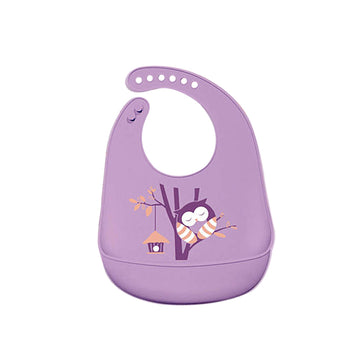 Silicone Bib - Sleeping Owl Purple