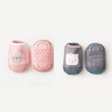 Crew Animal Grey and Pink Socks