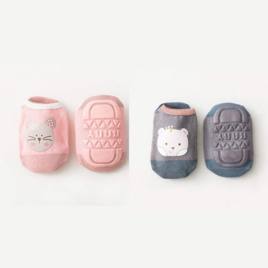 Crew Animal Grey and Pink Socks
