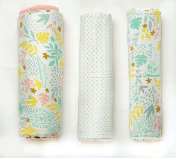 Organic Muslin Baby Blanket and Swaddle Set - Tropical Safari Set (Pack of 3)