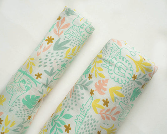 Organic Muslin Baby Blanket and Swaddle Set - Tropical Safari Set (Pack of 2)