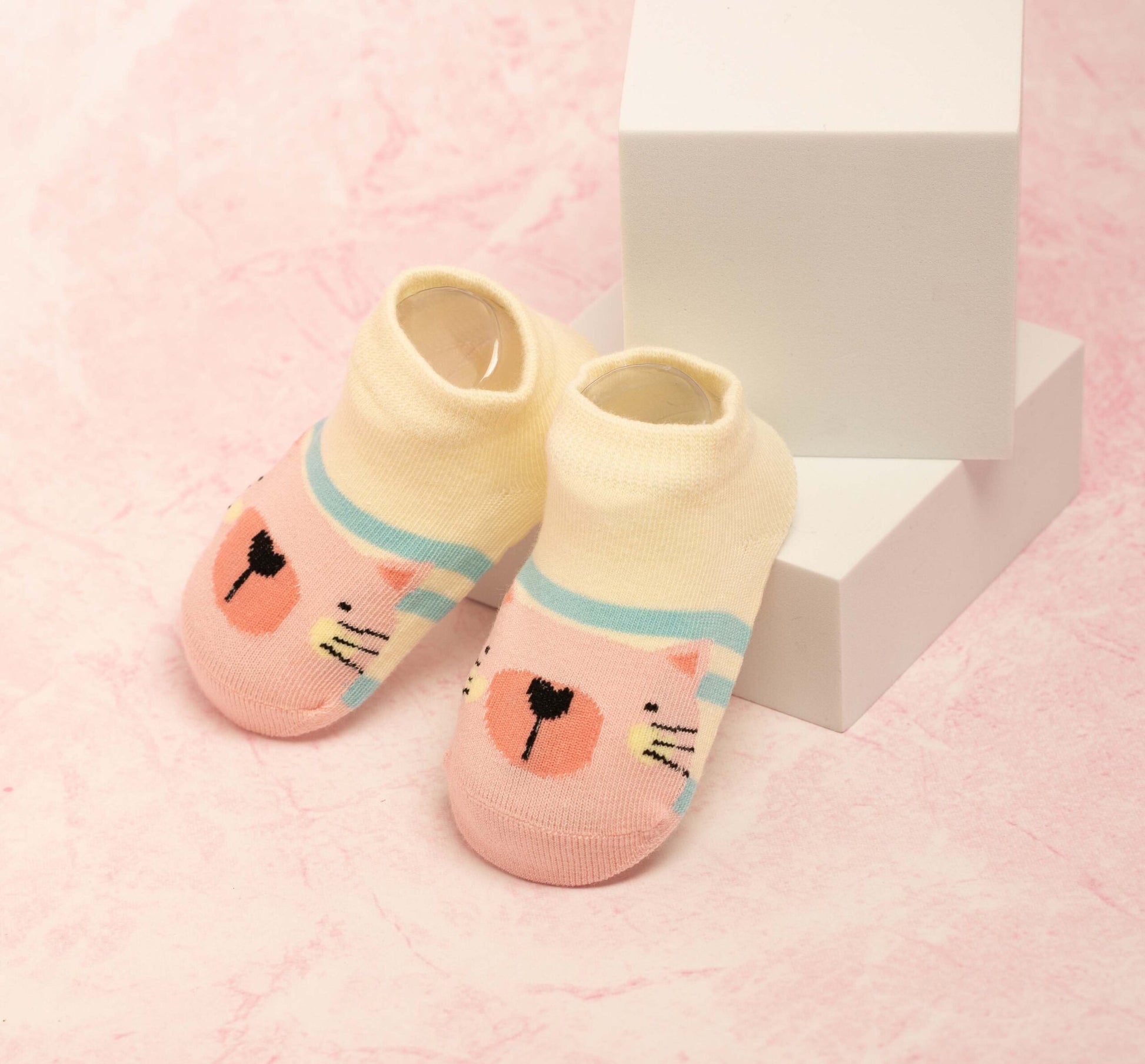 Cute Animal Pink and Yellow Socks