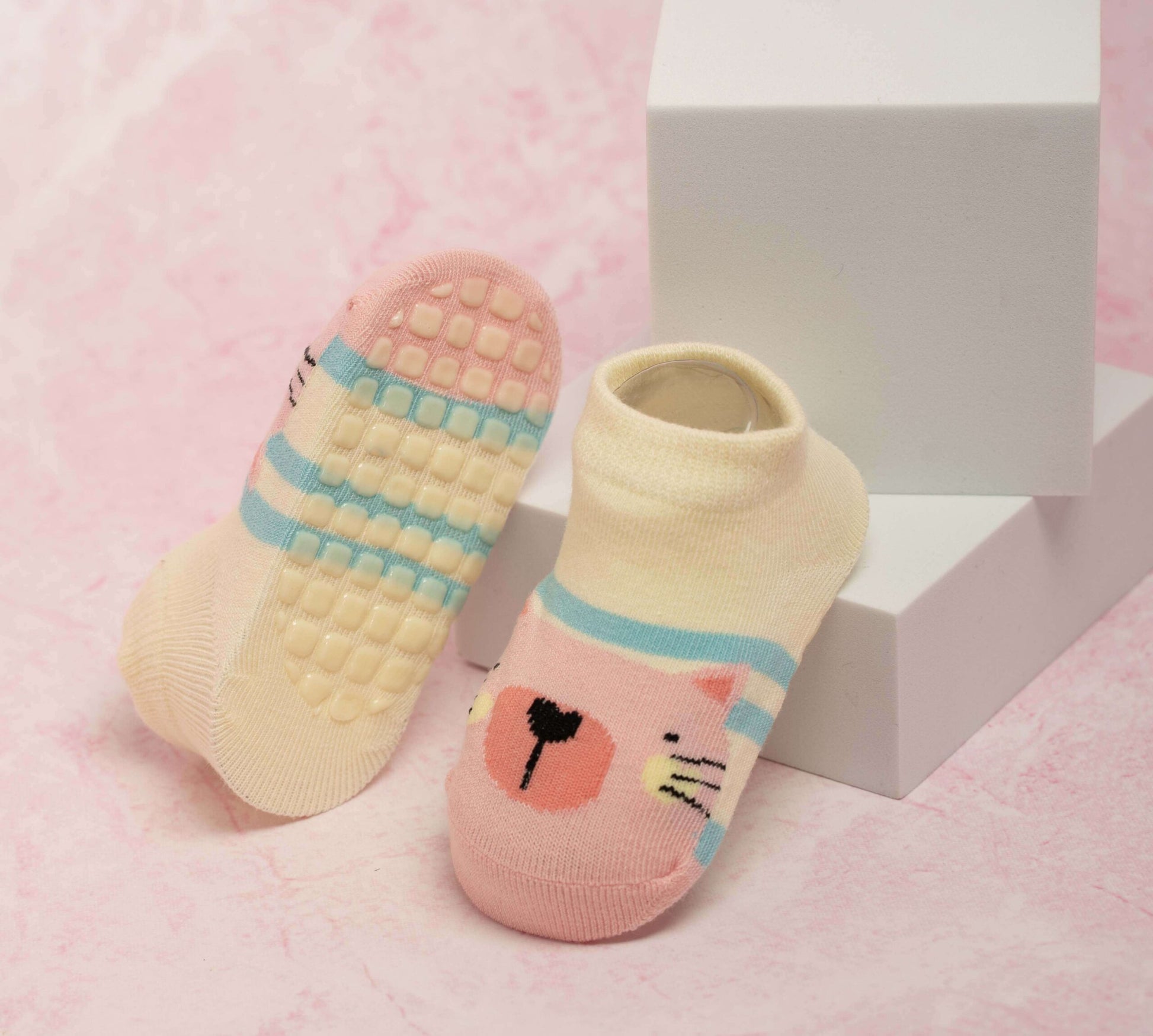 Cute Animal Pink and Yellow Socks