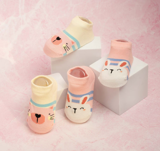 Cute Animal Pink and Yellow Socks