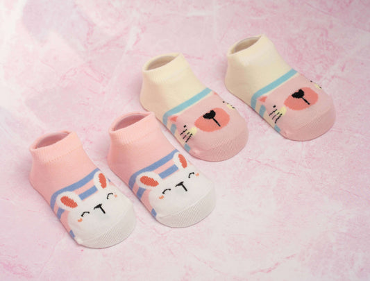 Cute Animal Pink and Yellow Socks