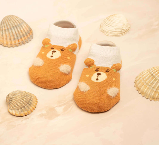 Pom Pom Orange and Brown Socks