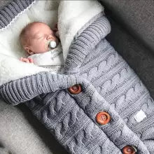 Knit Wool Warm Swaddle Blanket Sleeping Bag Grey