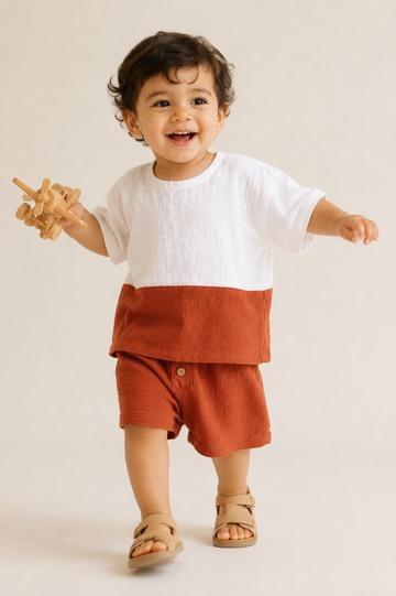 Thread Fairy Cotton Muslin Coord Set – Brown