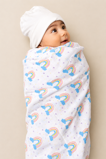 Organic Muslin Swaddle - Vibrant Rainbow