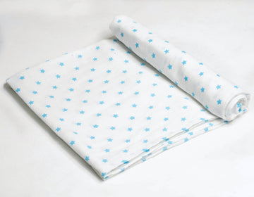 Organic Muslin Swaddle - Blue Stars