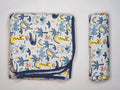 Organic Muslin Baby Blanket and Swaddle Set - Jungle Fun Set ( Pack of 2)