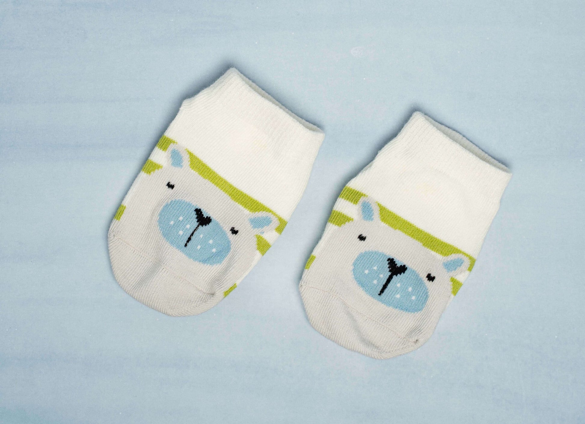 Cute Bear Blue and White Socks