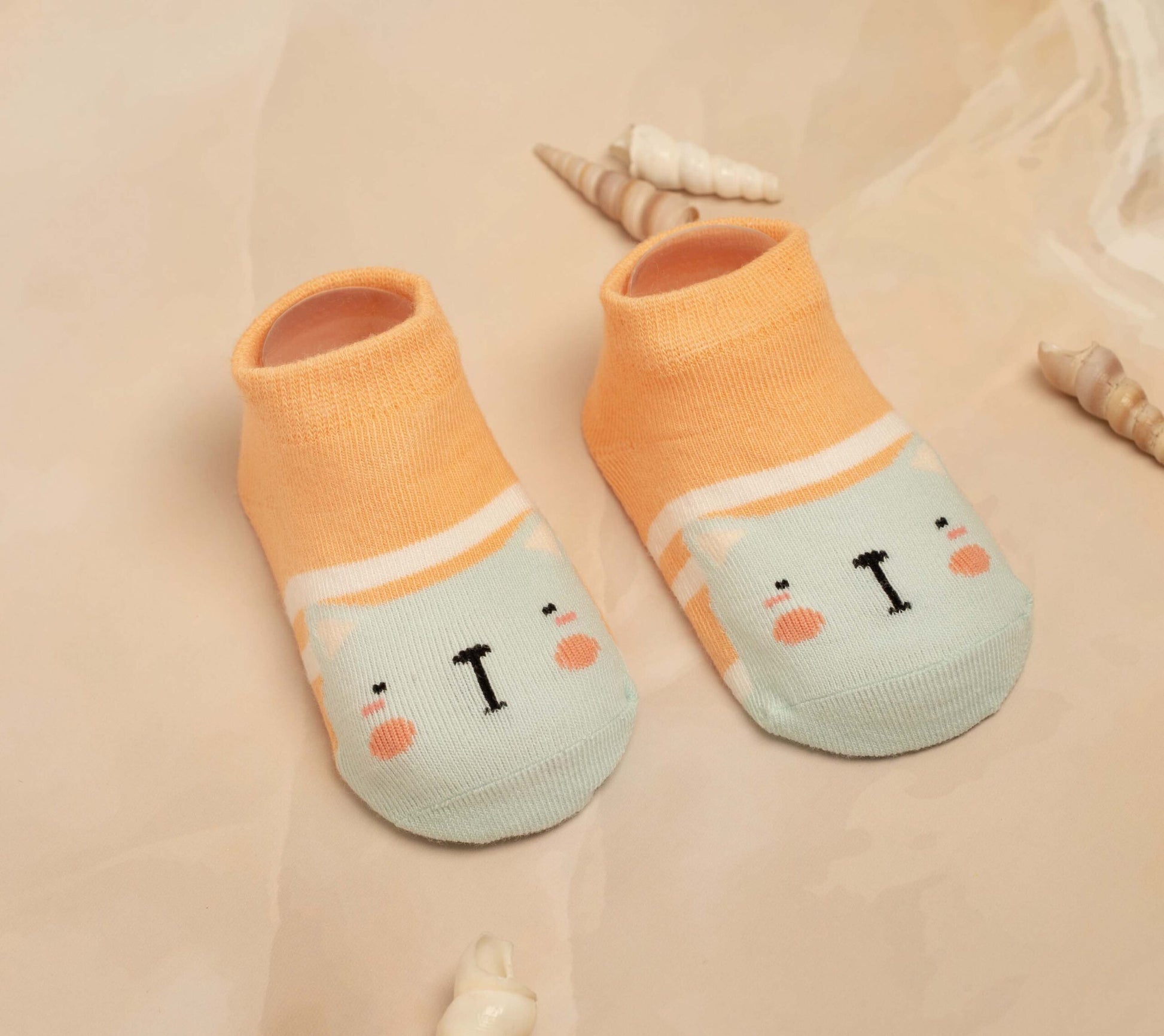 Cute Animal Peach and Blue Socks