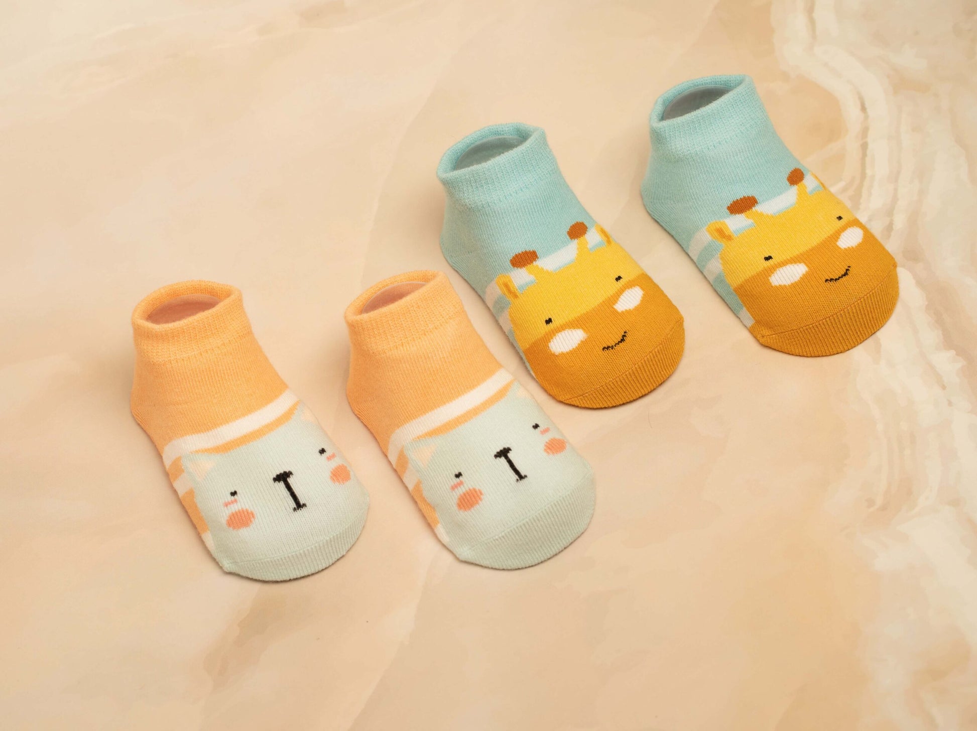 Cute Animal Peach and Blue Socks