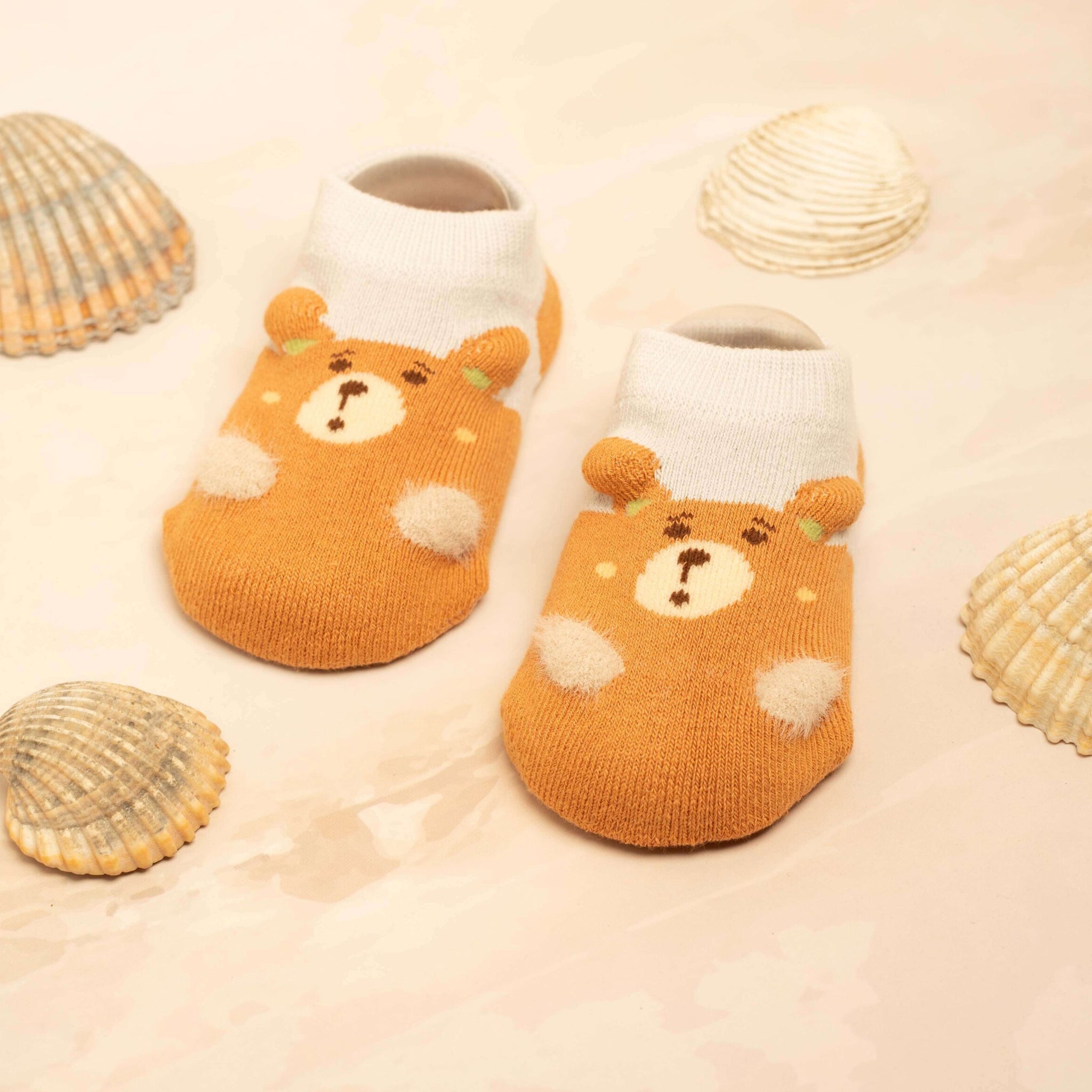 Pom Pom Orange and Brown Socks
