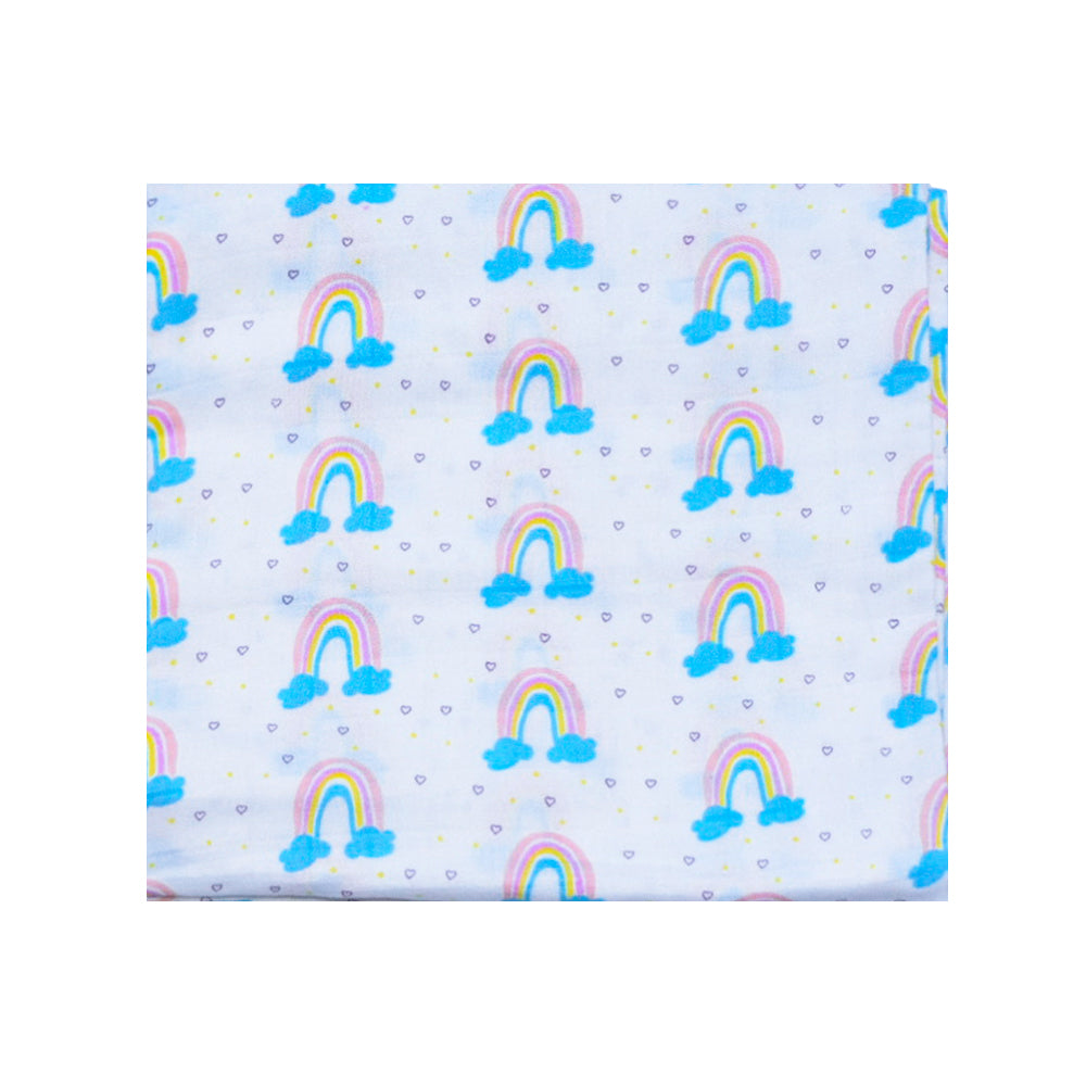 Organic Muslin Baby Blanket and Swaddle Set - Vibrant Rainbow Set (Pack of 3)