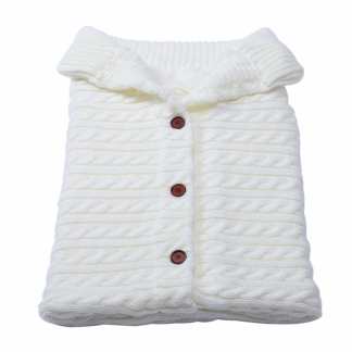 Knit Wool Warm Swaddle Blanket Sleeping Bag White